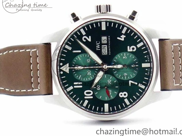 MIROTIME 0109 Pilot Chrono IW377726 ZF 1:1 Best Edition Green Dial on Brown Leather Strap A Trendsetting 7125